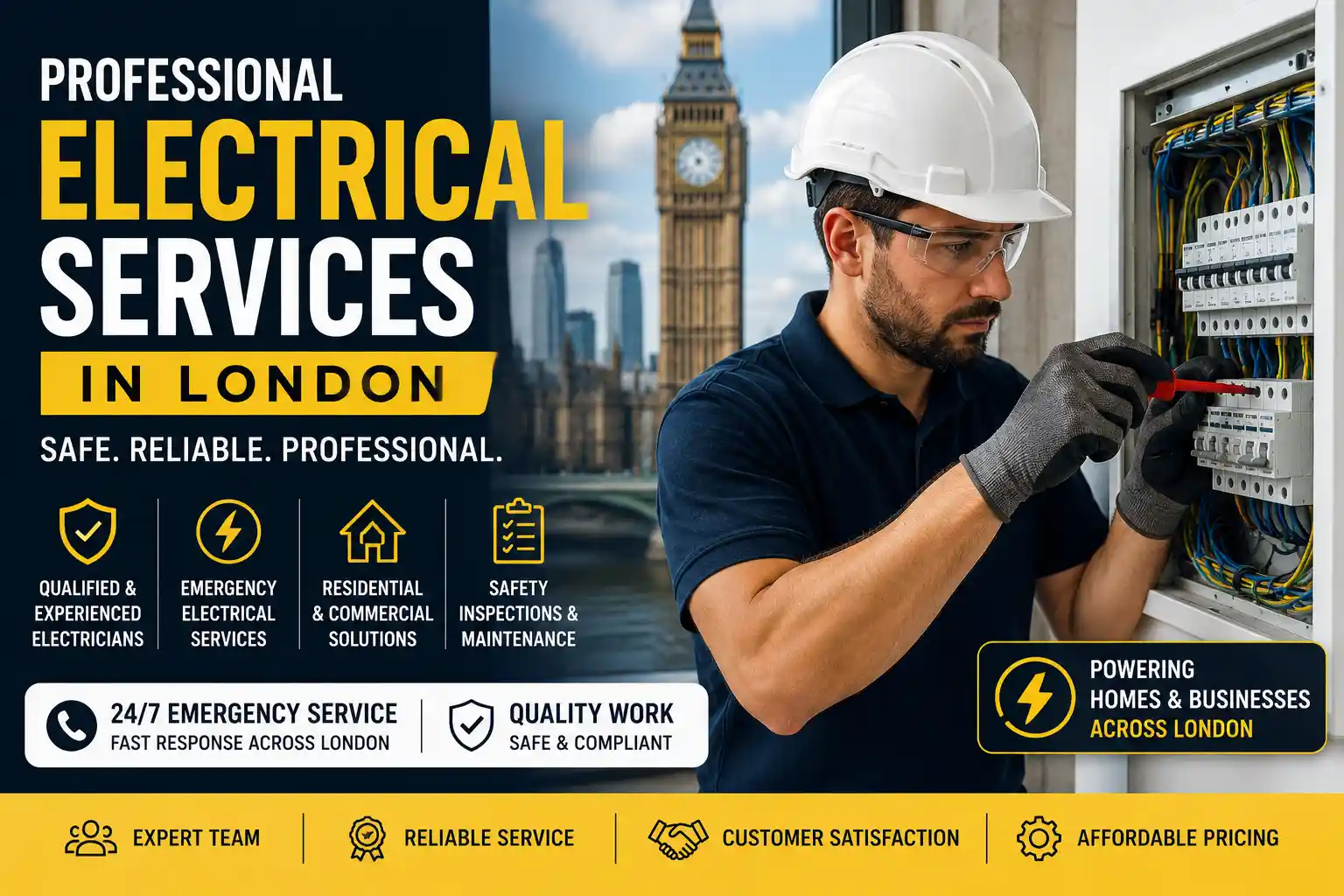 Professional electrician providing electrical services in London for residential and commercial properties