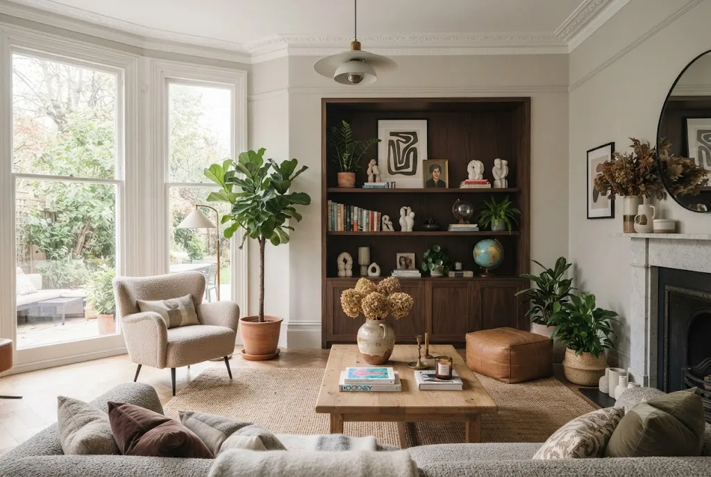 Modern home styling featuring elegant home accessories, quirky decor and decorative items in a stylish UK living room.