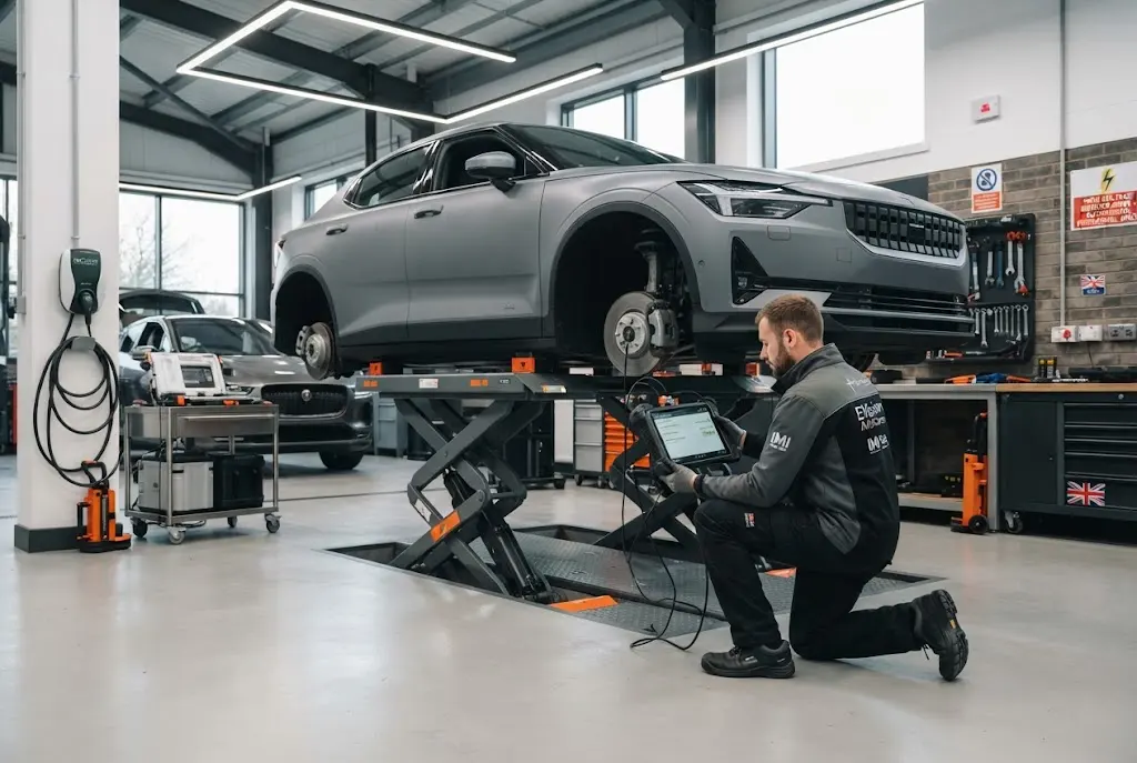 EV servicing and electric vehicle maintenance at a professional UK workshop